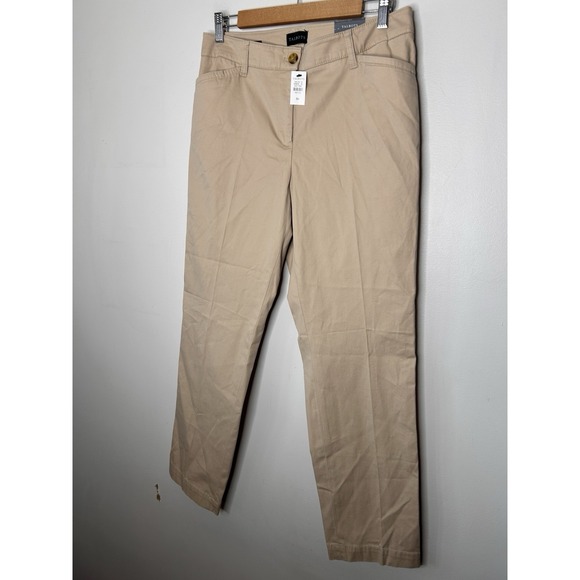 Talbots The Perfect Chino Pants Womens Tan Straight Leg Stretch Size 8P New NWT - Picture 2 of 13
